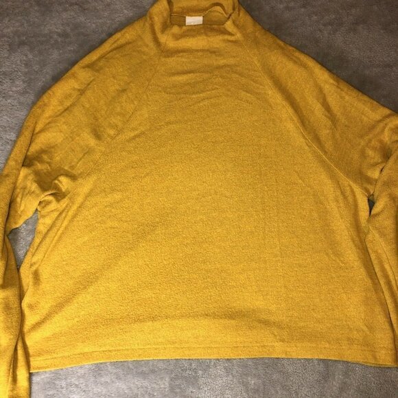 H&M So Soft! Stretch Mustard Fuzzy MedWeight Knit Shirt/Top Sweater Sz S - Picture 3 of 5